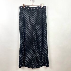 Loft Wide Leg Drapey Trousers Black Geometric Print High Waist Size 2‎